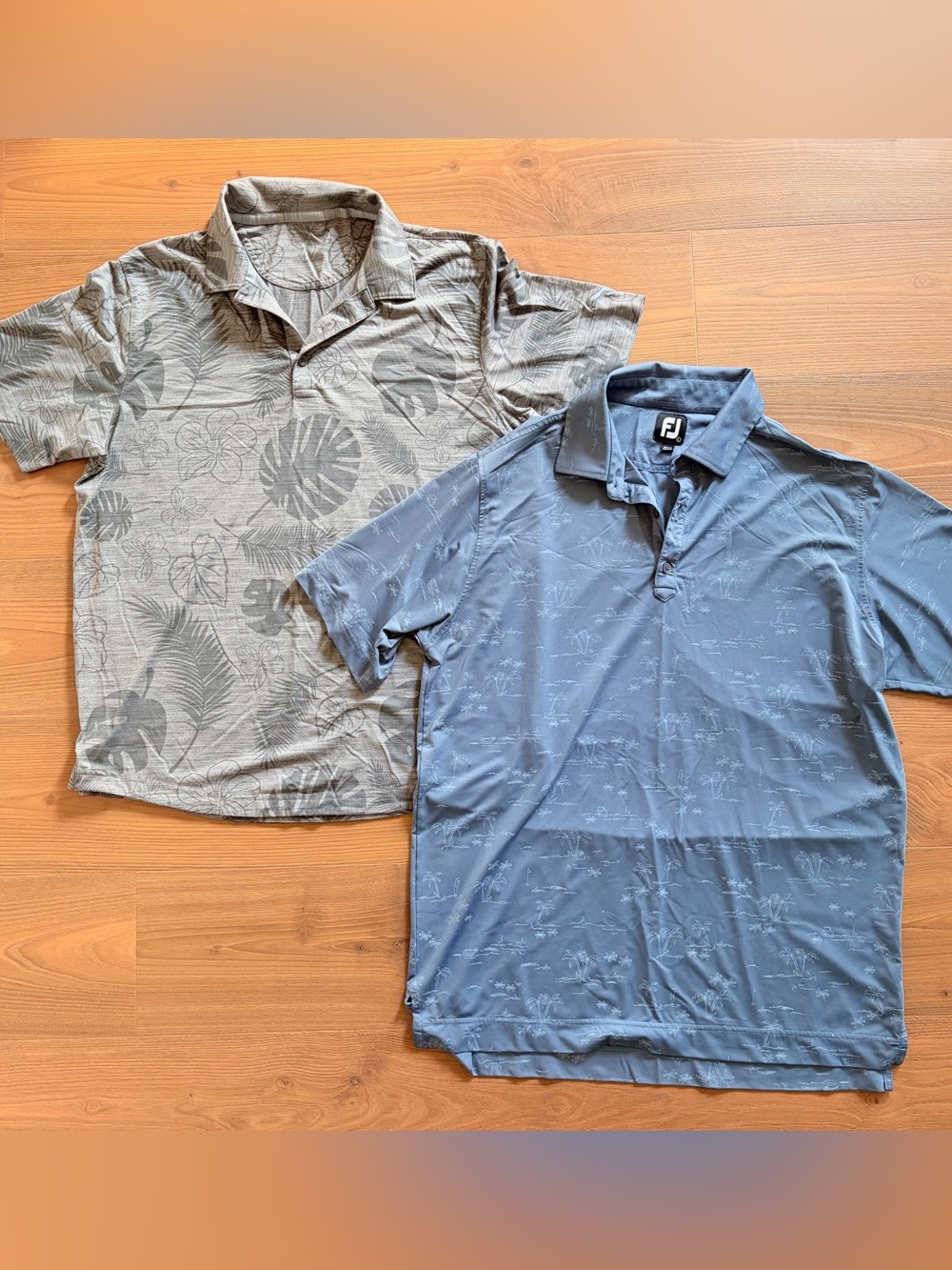FootJoy and Puma Men's Light Blue Polo with Subtle Print